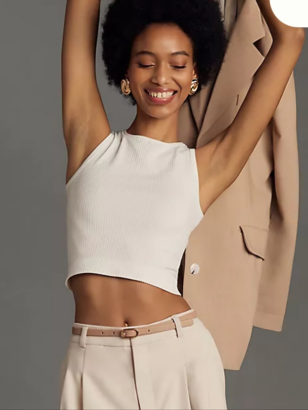 "2" Anthropologie Women’s Ribbed White  And Green Cropped Tank Tops